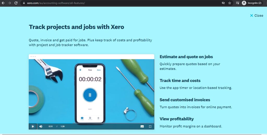 clock xero projects app