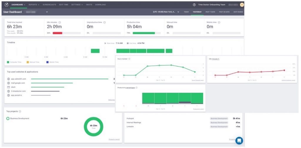 Time Doctor employee dashboard