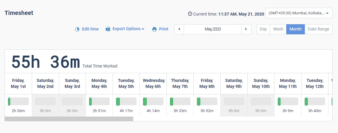 timesheet report - time doctor