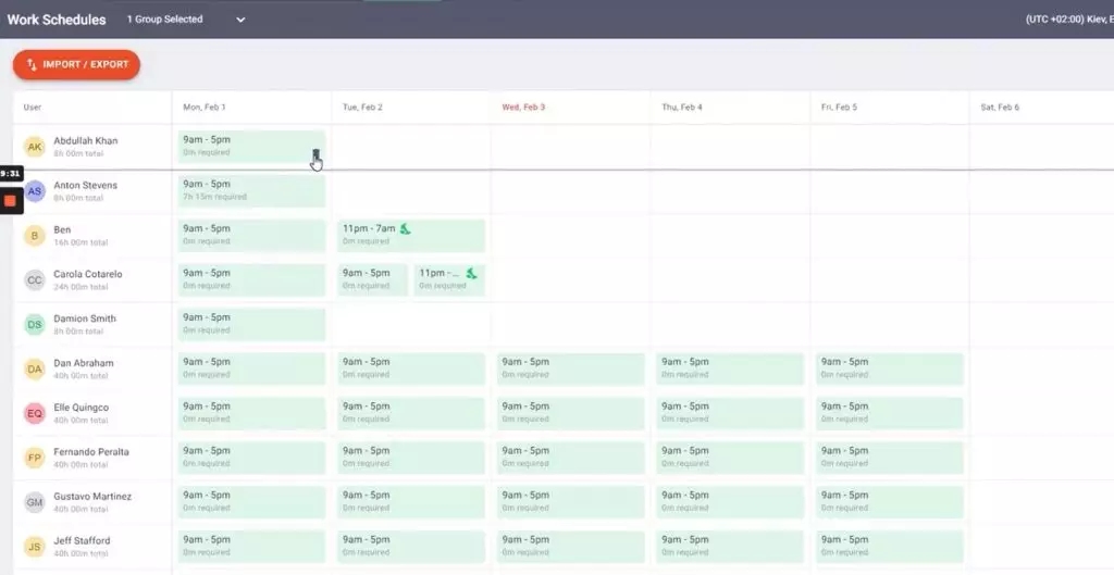 Work schedules