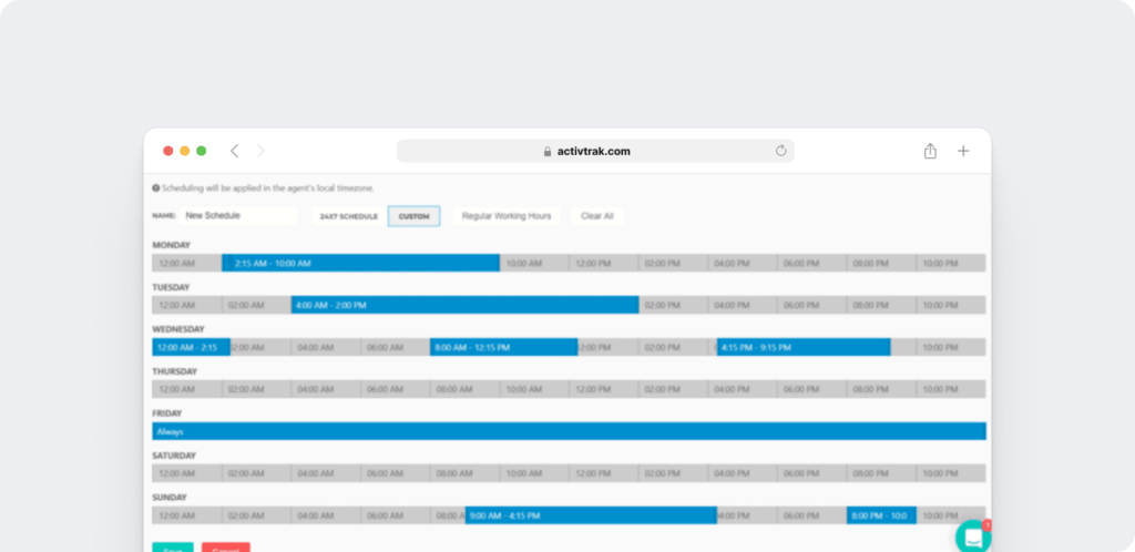 ActivTrak scheduling