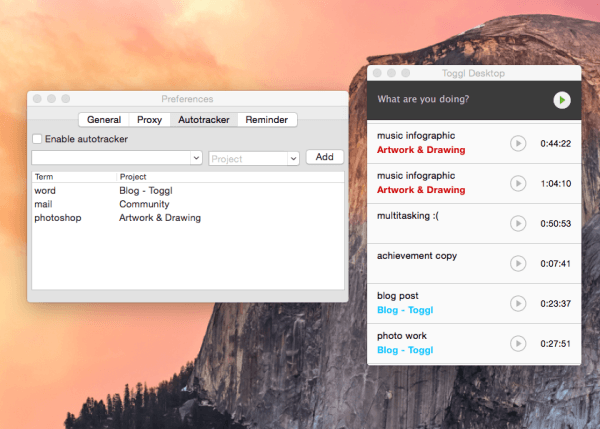 Toggl Autotracker Timer