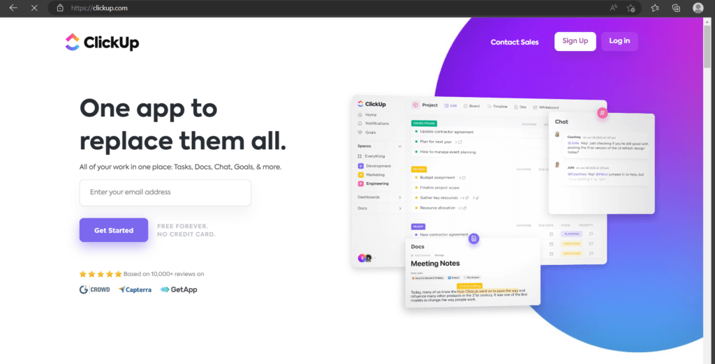 ClickUp homepage