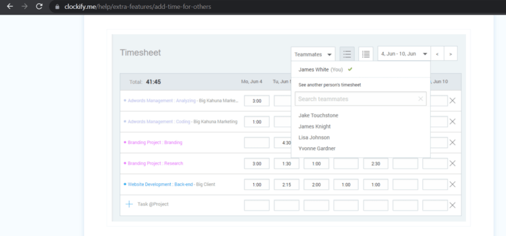 Clockify adding manual time entries