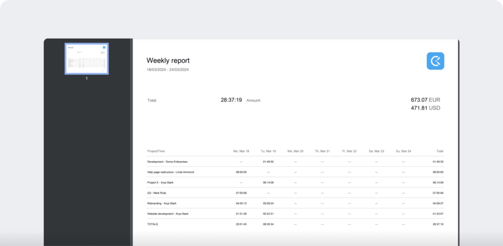 Clockify Manual timesheet