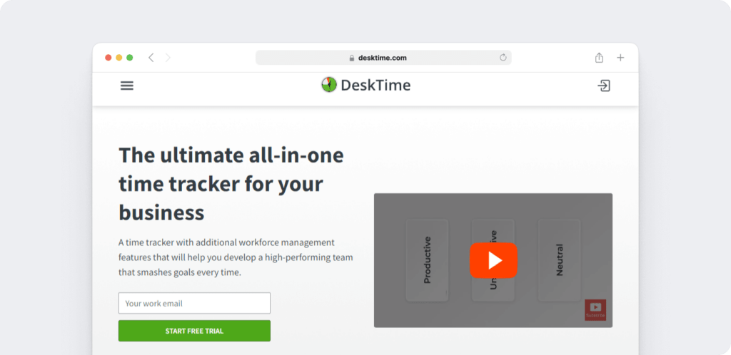 DeskTime homepage