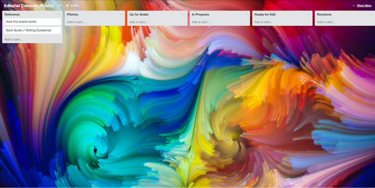 editorial calendar in Trello
