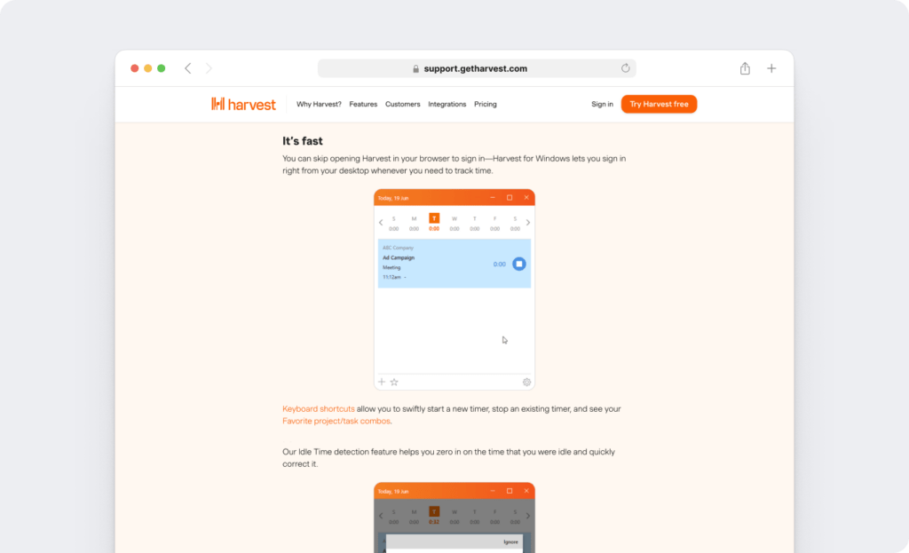 Harvest Idle timer