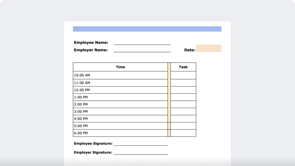 Printable Hourly Timesheet Template