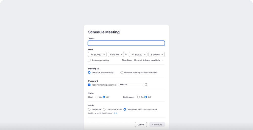 schedule zoom meeting