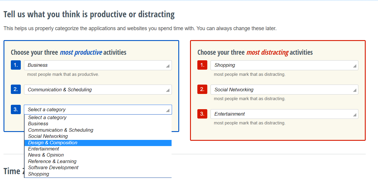 setting up rescuetime