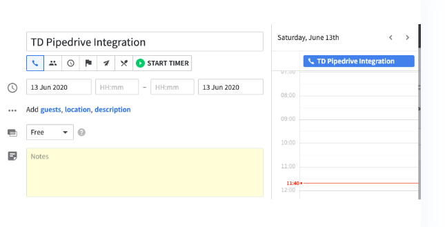 TD pipedrive integration