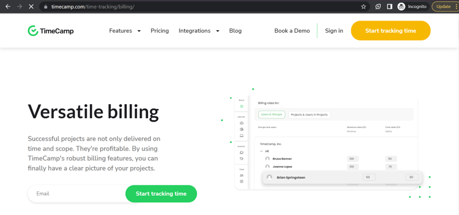 Timecamp budget tracking