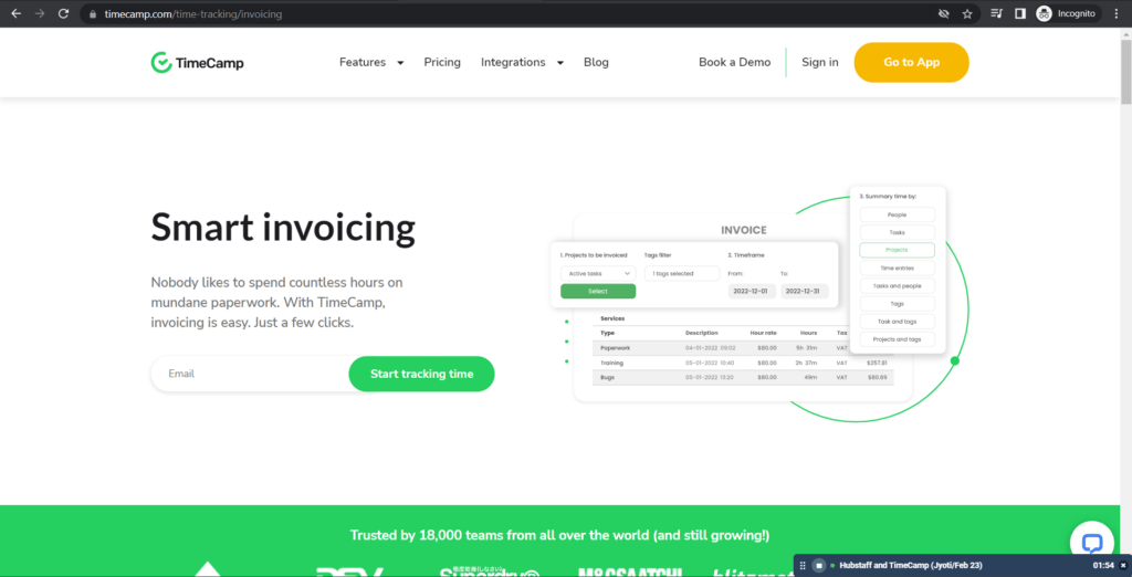 Timecamp invoicing