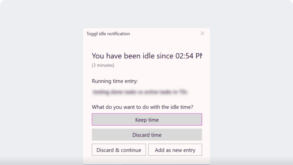 Toggl Idle Time