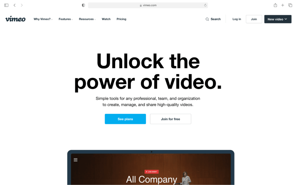 vimeo homepage