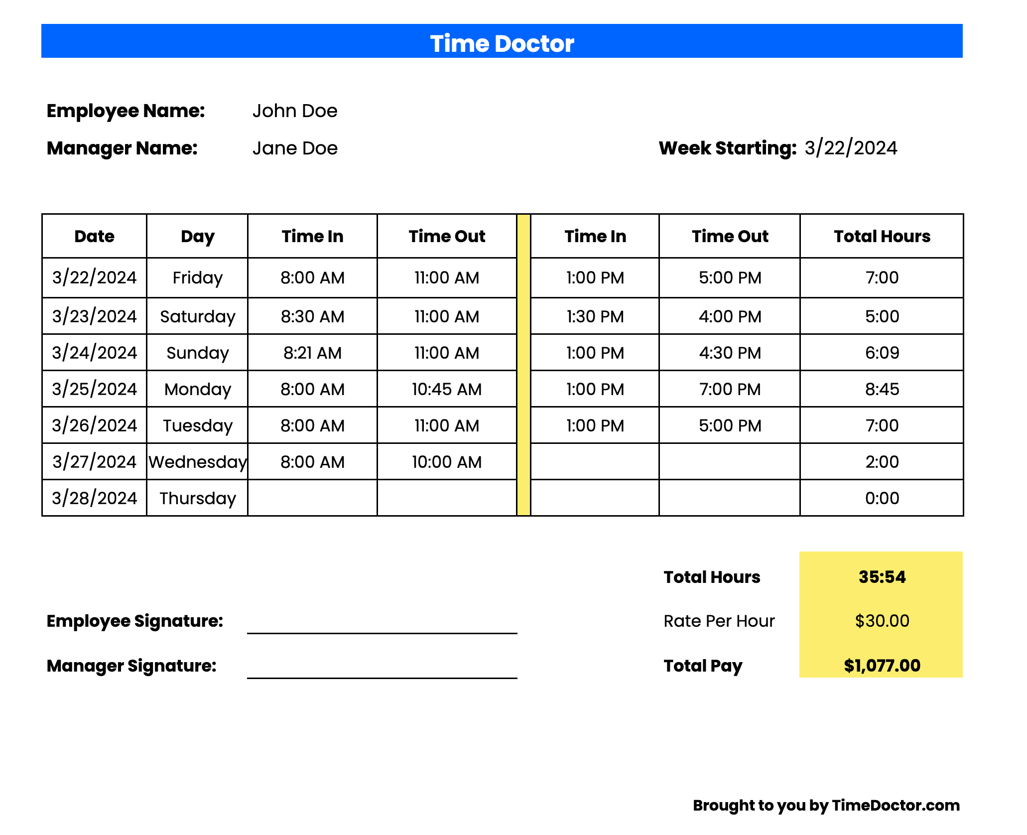 weekly payroll timesheet template 2024